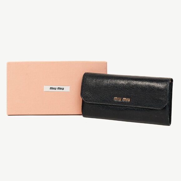 Miu Miu Black Madras Leather Long Wallet - Picture 12 of 12